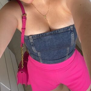 Denim Strapless JEAN Top Worn once SIZE MEDIUM ZARA